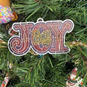 Vintage Hallmark Colors Of Christmas Stained Glass Style "Joy 1980" Ornament